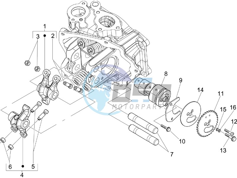 Camshaft - Rocking levers support unit