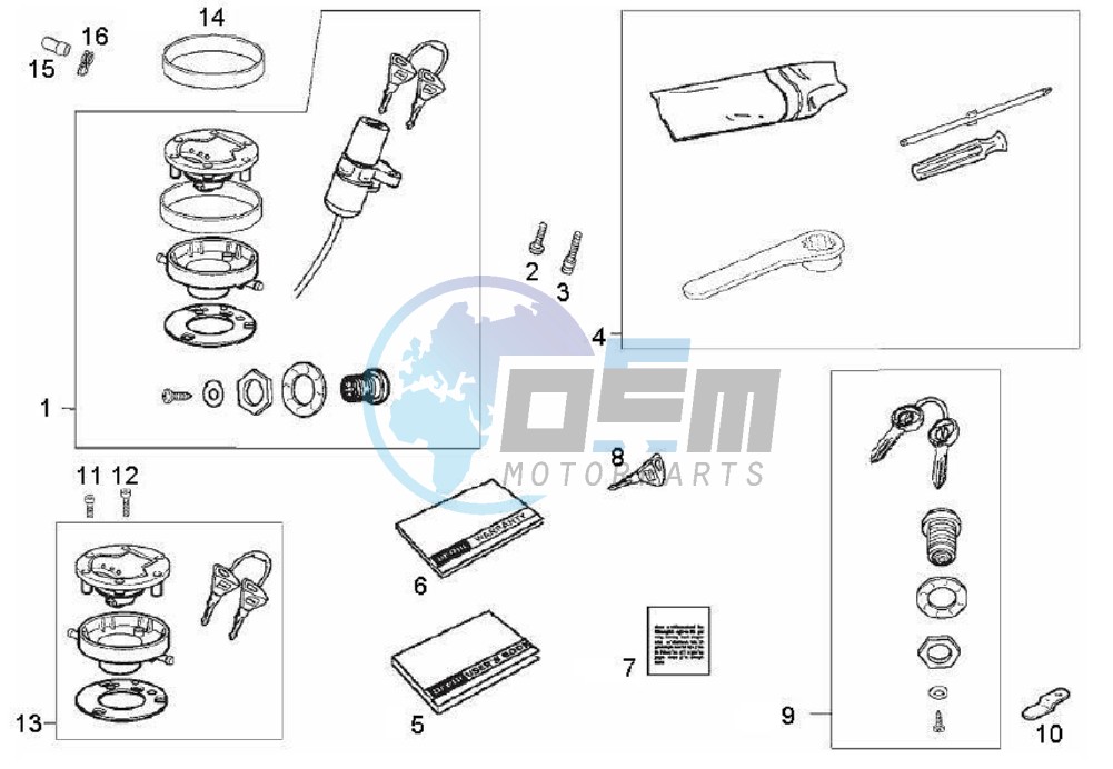 Lock hardware kit (Positions)