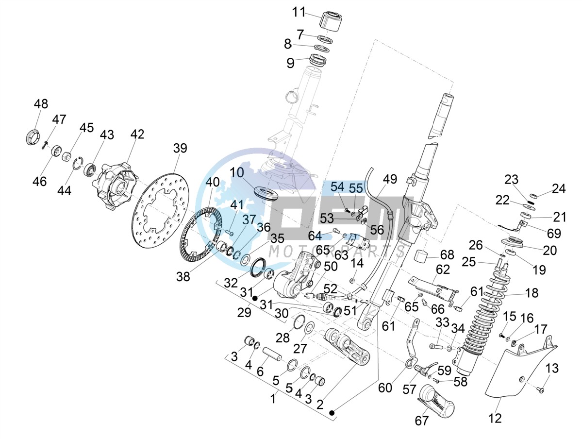 Fork/steering tube - Steering bearing unit