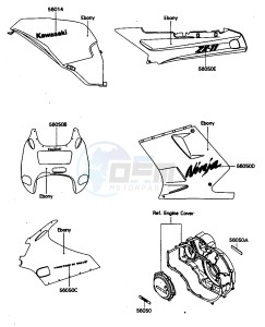 ZX 1100 C [NINJA ZX-11] (C1-C4) [NINJA ZX-11] drawing DECAL-- EBONY- --- ZX1100-C1- -