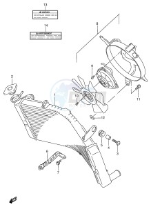 GSX-R750 (E2) drawing RADIATOR (MODEL W X)