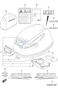 DF 9.9B drawing Engine Cover - w/Power Tilt