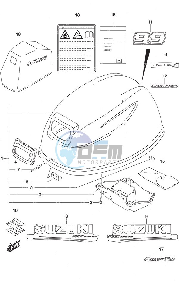 Engine Cover - w/Power Tilt