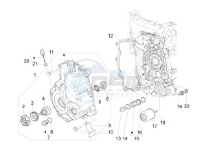 MP3 300 4t 4v ie erl ibrido drawing Flywheel magneto cover - Oil filter