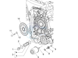 Liberty 125 4t Sport drawing Flywheel magneto cover - Oil filter