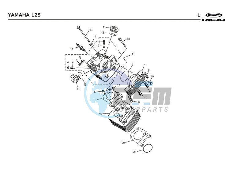 CYLINDER HEAD - CYLINDER  Yamaha 125 4t Euro 2