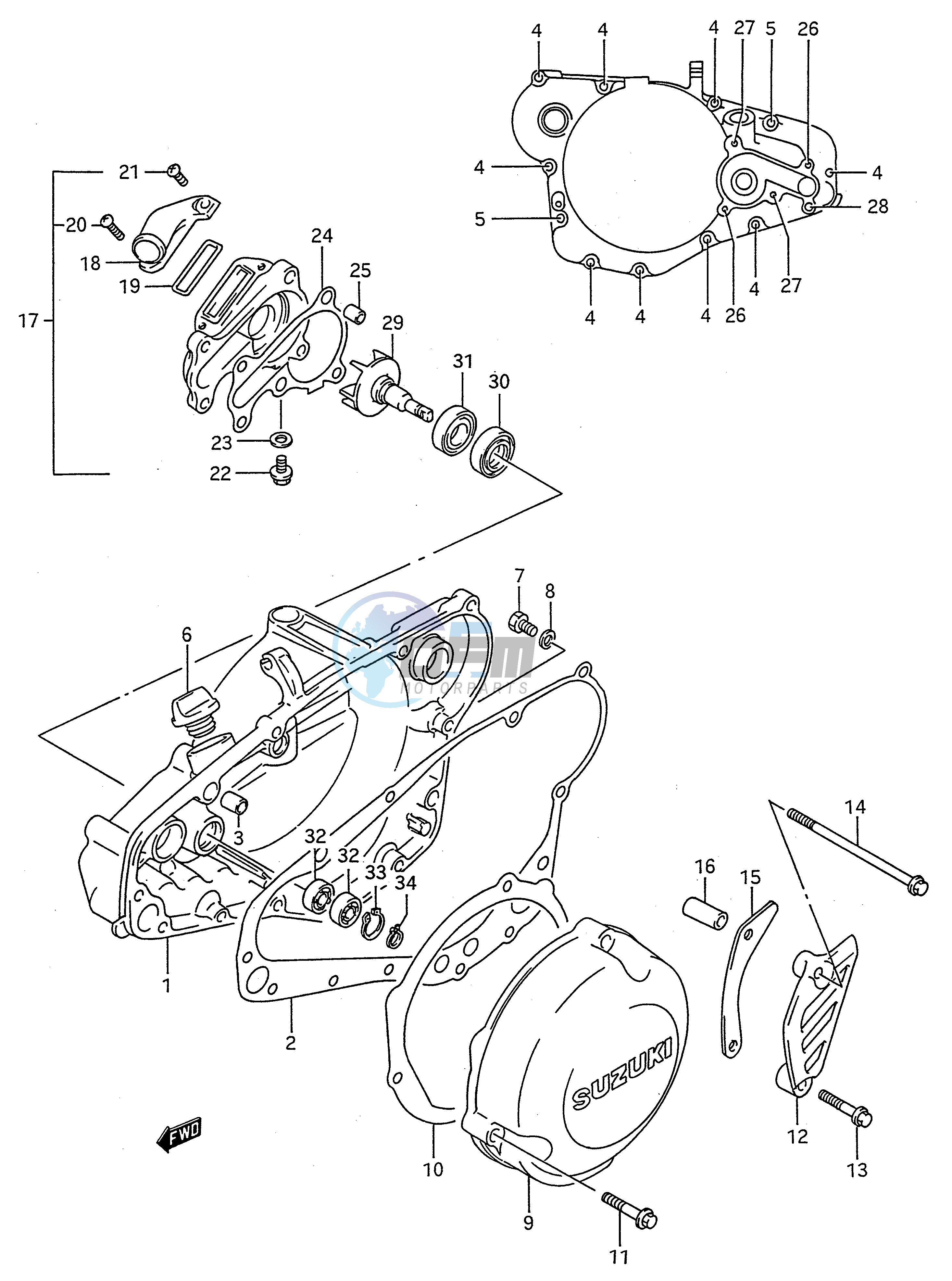 CRANKCASE COVER - WATER PUMP (MODEL K)