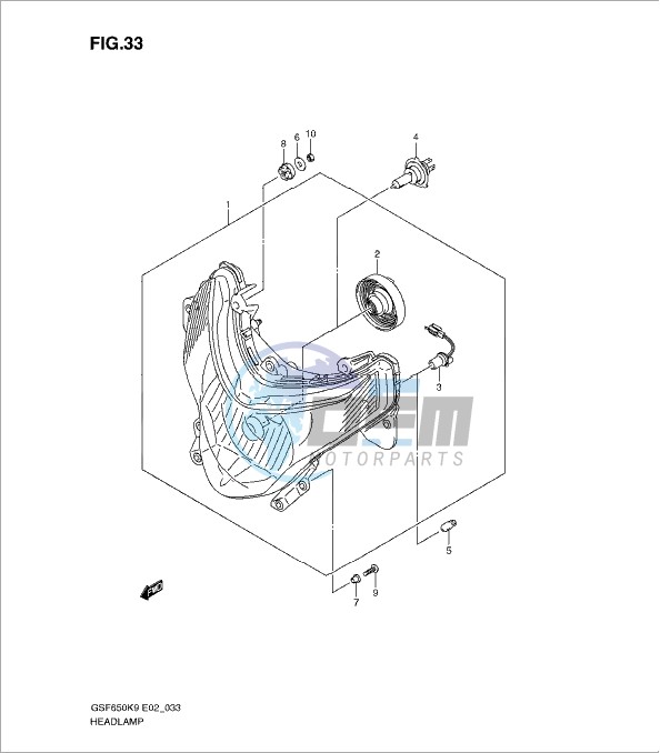 HEADLAMP (GSF650SK9/SAK9/SUK9/SUAK9/SL0/SAL0/SUL0/SUAL0)