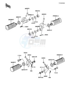 KZ 1100 B [GPZ) (B1-B2) [GPZ) drawing FOOTRESTS