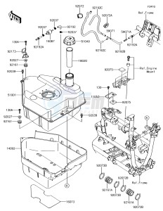 BRUTE FORCE 750 4x4i EPS KVF750GFF EU drawing Fuel Tank