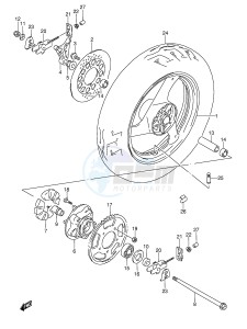 GSX600F (E2) Katana drawing REAR WHEEL (MODEL K L M N P R S T)