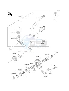 KLX 650 D [KLX650R] (D1) [KLX650R] drawing KICKSTARTER MECHANISM