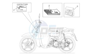 Scarabeo 100 (eng. Yamaha) drawing Decal op.handbooks and plate set