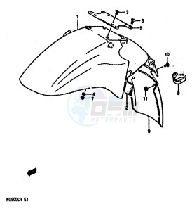 RG500 (E1) Gamma drawing FRONT FENDER