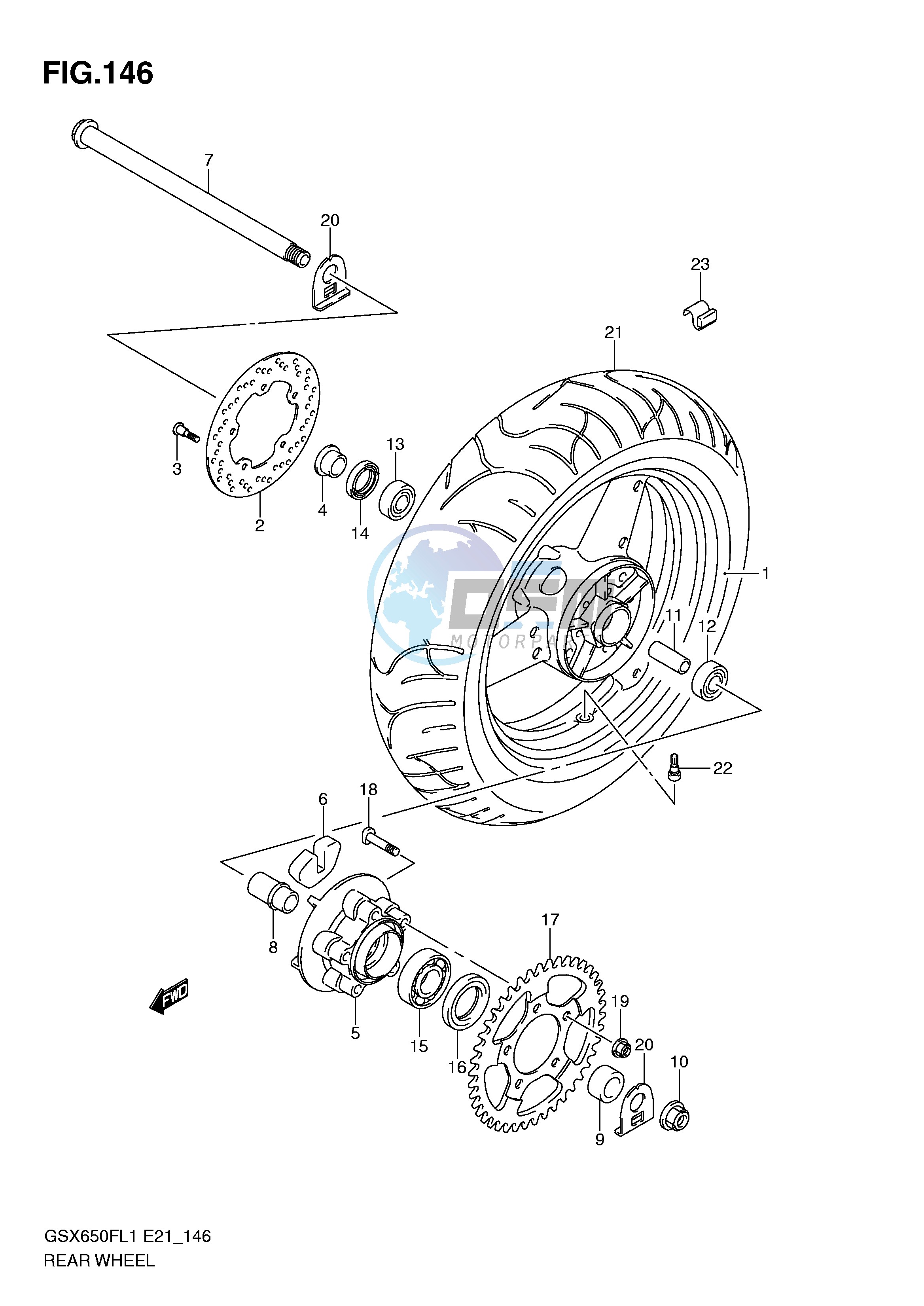 REAR WHEEL (GSX650FL1 E21)