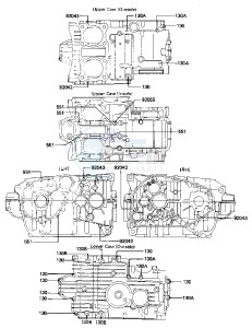 KZ 440 D [LTD BELT] (D2-D5) [LTD BELT] drawing CRANKCASE BOLT & STUD PATTERN -- 81-83 D2_D3_D4_D5- -