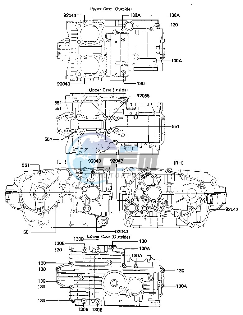 CRANKCASE BOLT & STUD PATTERN -- 81-83 D2_D3_D4_D5- -