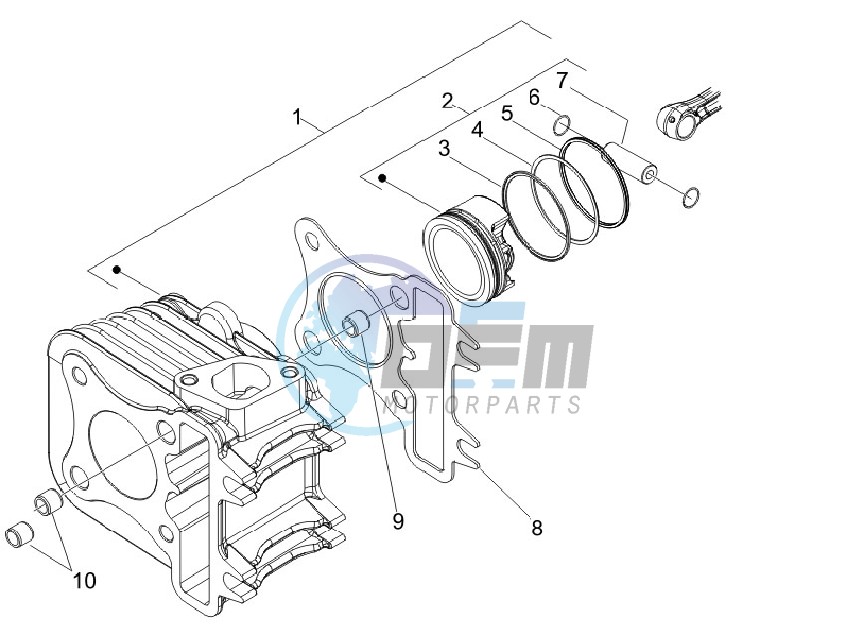 Cylinder - piston - wrist pin unit