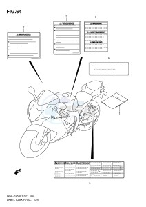 GSX-R750 (E21) drawing LABEL (GSX-R750L1 E24)