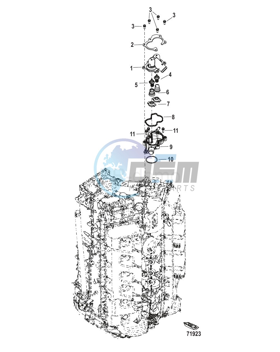 Cooling Thermostat, Serial 3B332191 and Below