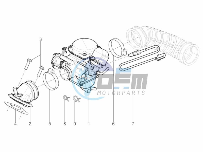 Carburettor, assembly - Union pipe