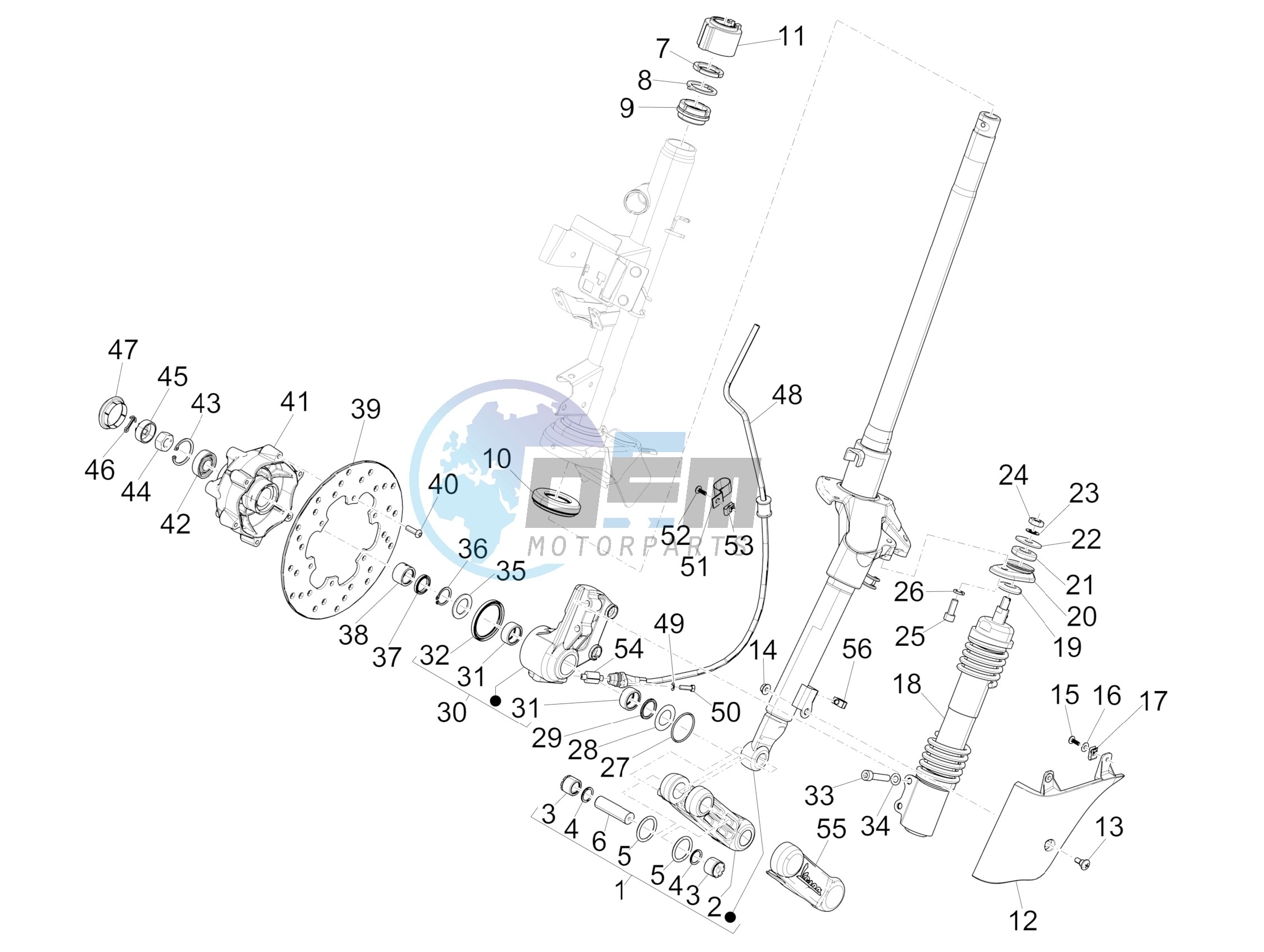 Fork/steering tube - Steering bearing unit