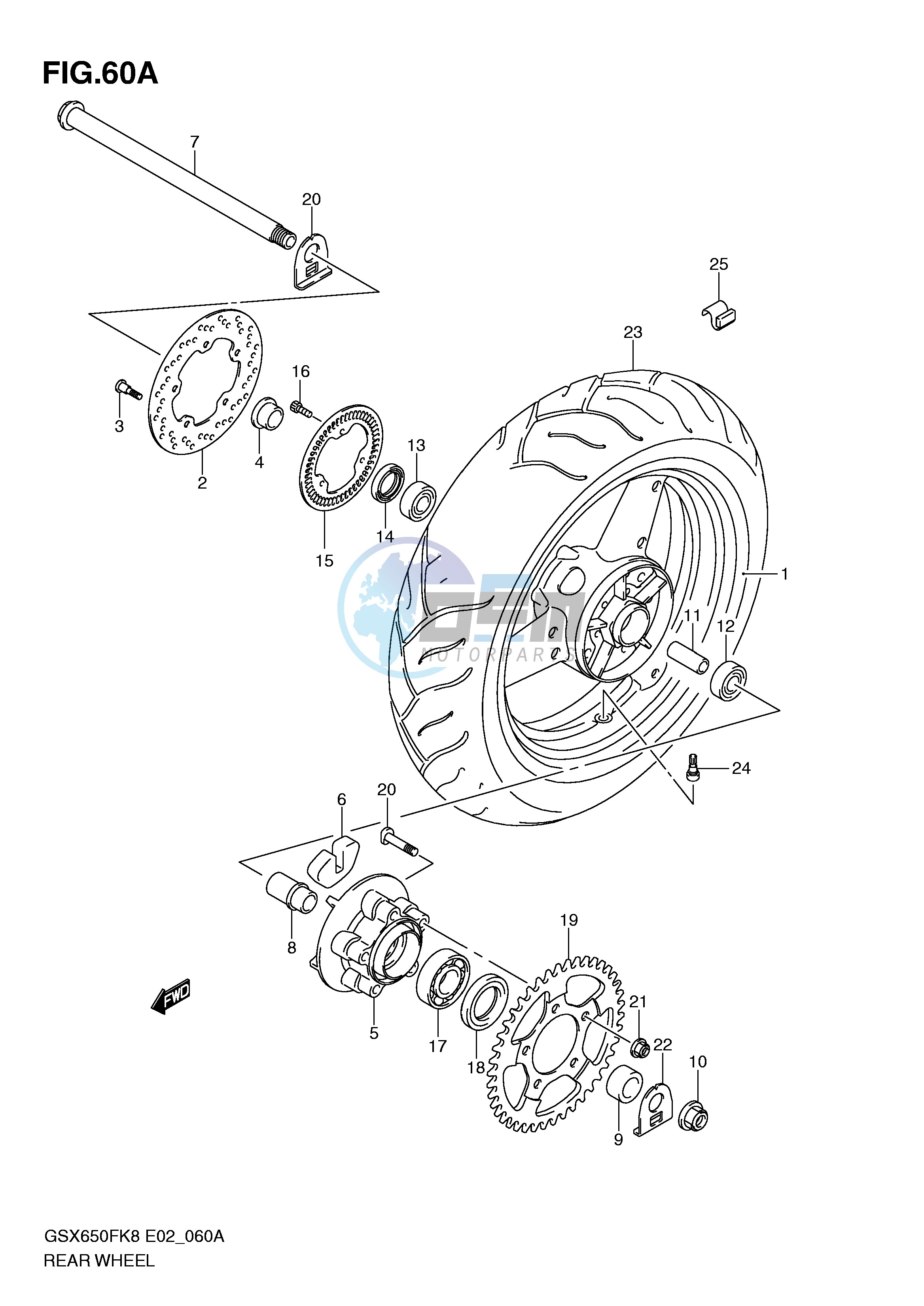 REAR WHEEL (GSX650FAK9 FUAK9 FAL0 FUAL0)