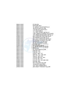 DR350 (V-W-X) drawing * COLOR CHART *