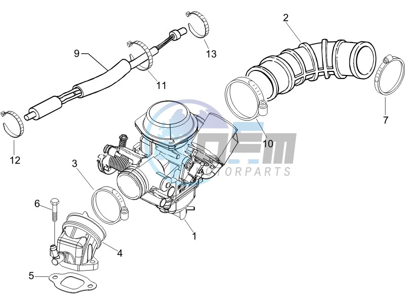 Carburettor  assembly - Union pipe