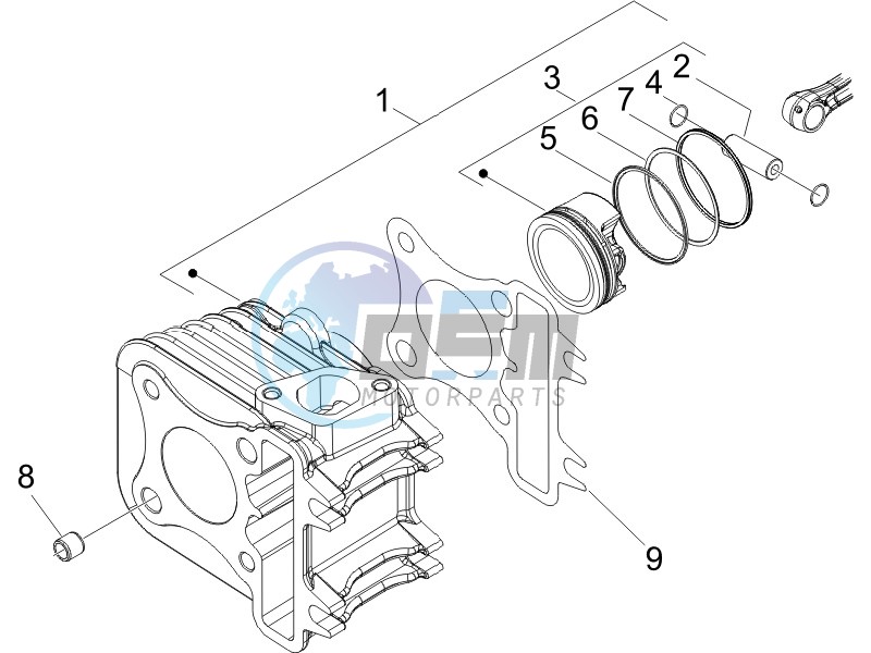 Cylinder-piston-wrist pin unit