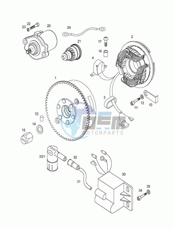 Magneto assembly-electric starter