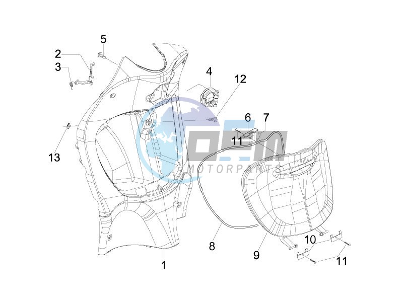 Front glove-box - Knee-guard panel