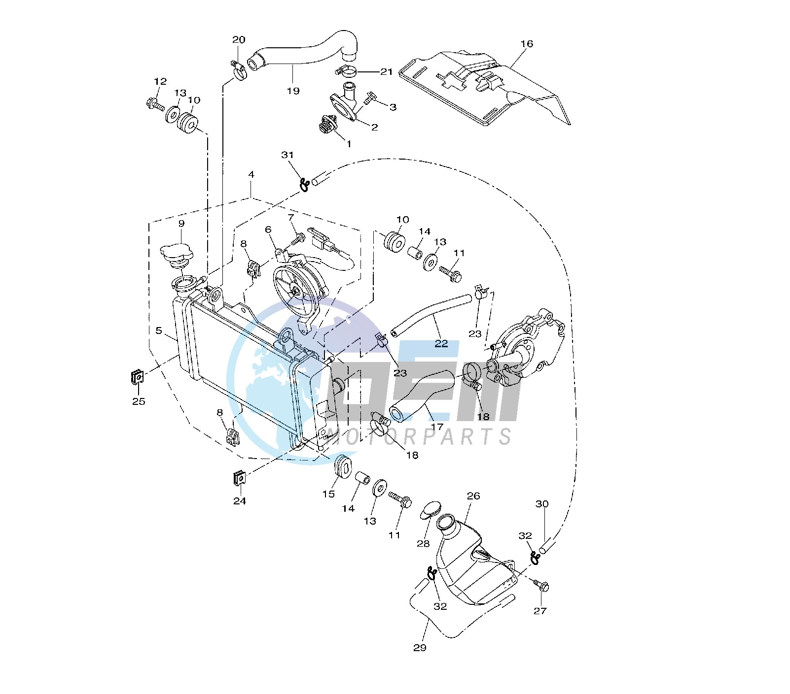 RADIATOR AND HOSE