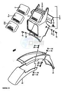 DR600R (E2) drawing FRONT FENDER (MODEL H J K)