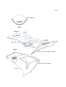 ZX 1000 D [NINJA ZX-10R] (D6F-D7FA) D6F drawing DECALS-- GREEN- --- D6F- -