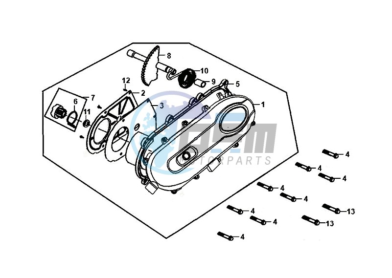 L. CRANK CASE COVER / FIDDLE II 50 (25 KM/H) (AF05W4-NL) (E4) (L8-M0)