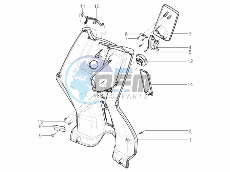 Front glove-box - Knee-guard panel