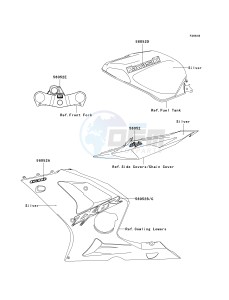 ZX 636 B [NINJA ZX-6R[ (B1-B2) [NINJA ZX-6R drawing DECALS-- SILVER- --- ZX636-B1- -