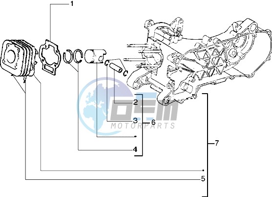 Cylinder-piston-wrist pin assy