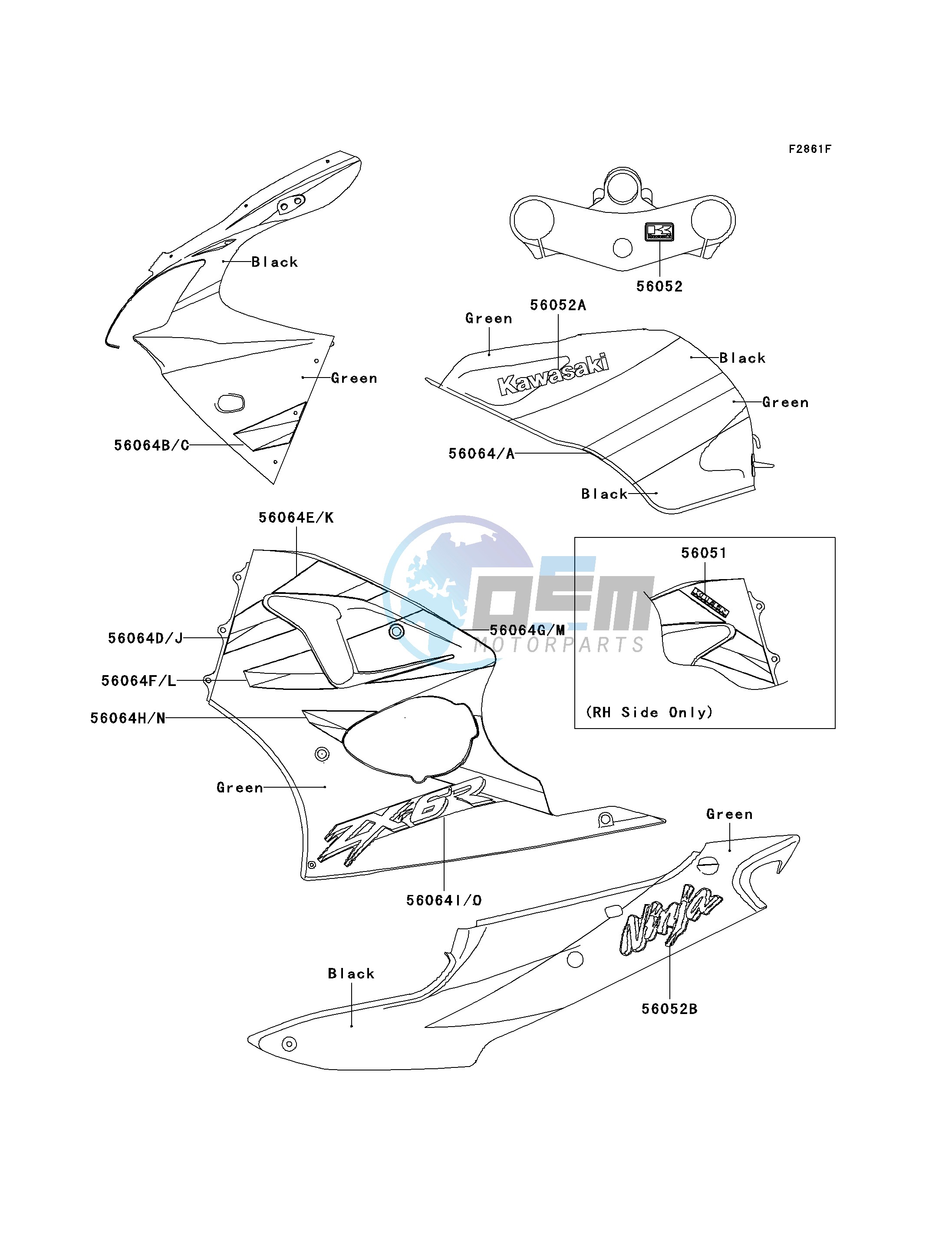 DECALS-- GREEN_BLACK- --- ZX600-J2- -