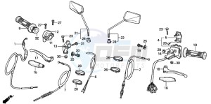 CG125 drawing HANDLE LEVER/SWITCH/CABLE (2)