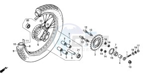 CG125 drawing REAR WHEEL