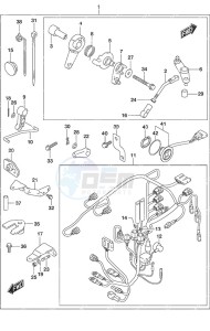 DF 25A drawing Remote Control Parts Tiller Handle w/Power Tilt