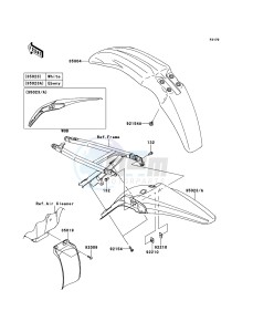 KX250F KX250ZEF EU drawing Fenders