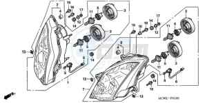 VFR800A9 UK - (E / ABS MME) drawing HEADLIGHT (E,ED,EK,F)