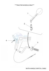 YFM700FWB KODIAK 700 (B6KA) drawing WVTA HANDLE SWITCH, CABLE