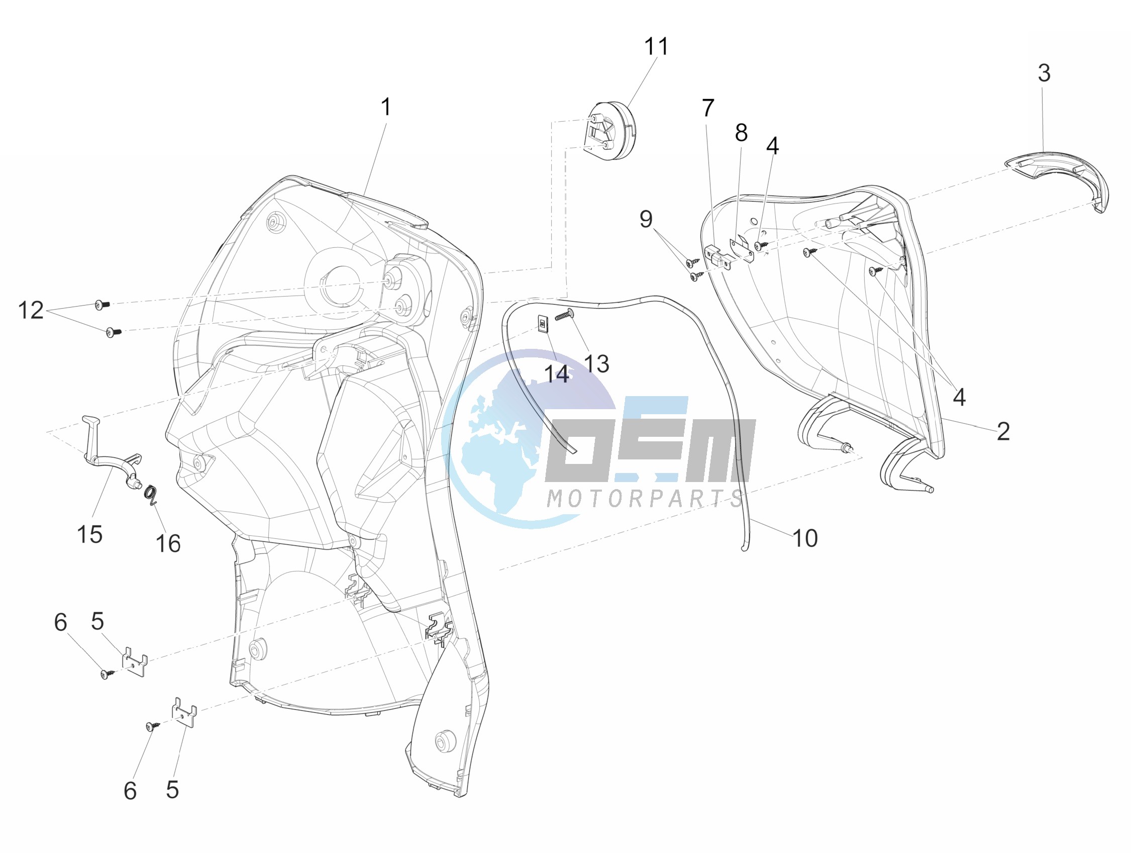 Front glove-box - Knee-guard panel