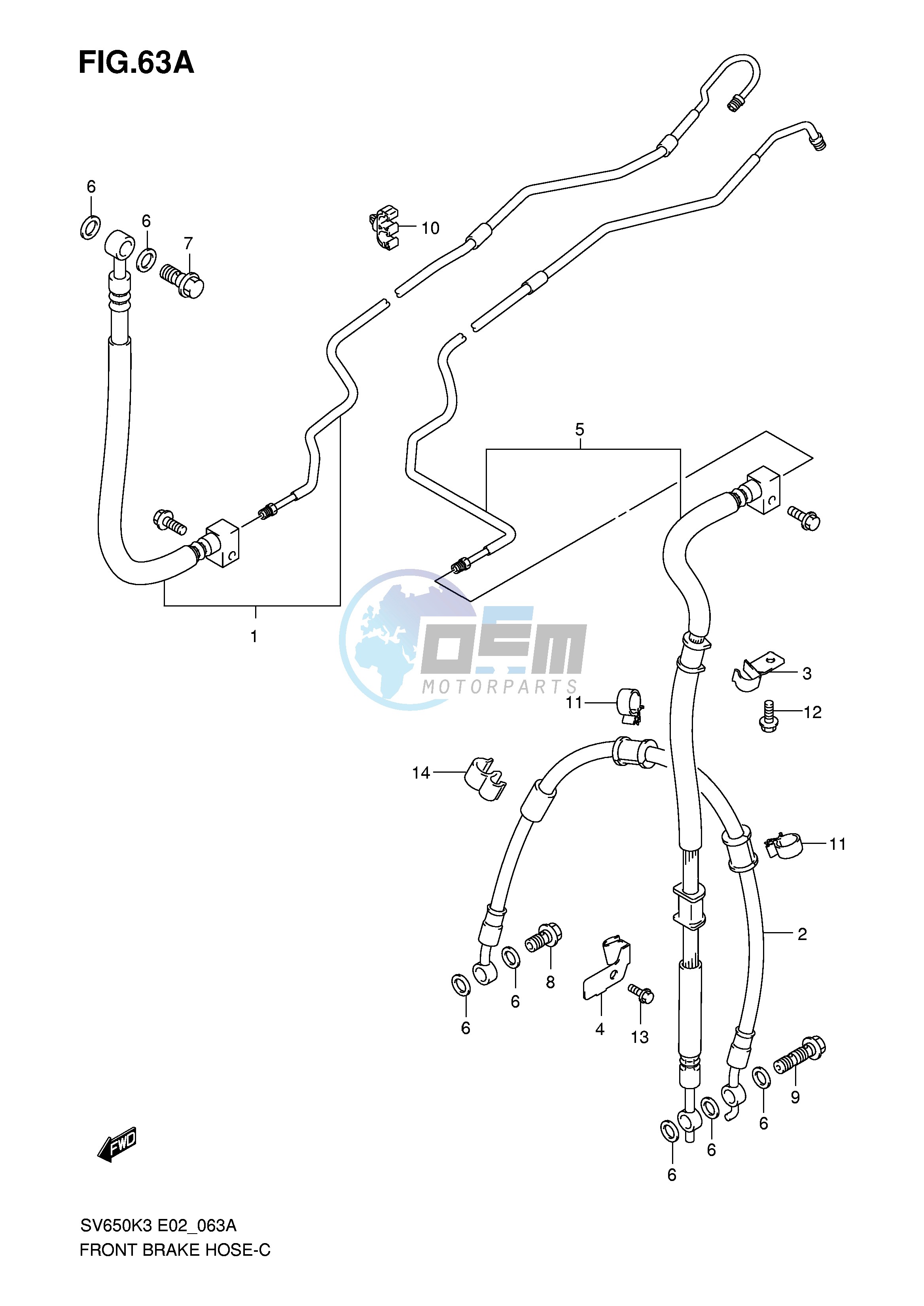 FRONT BRAKE HOSE(SV650AK7 AUK7 SAK7 SUAK7)