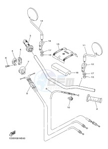 WR450F (1DXJ 1DXF 1DXH 1DXG) drawing STEERING HANDLE & CABLE