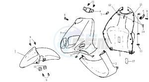 JET 50 BC ENGINE drawing FR PLATE / FRONT FENDER